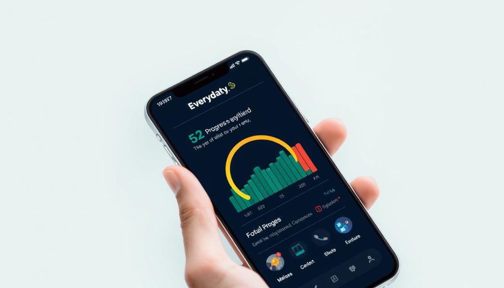 Generar imagen de la aplicación Everyday mostrando su sistema de visualización de progreso. Generar imagen de la aplicación Everyday mostrando su sistema de visualización de progreso.