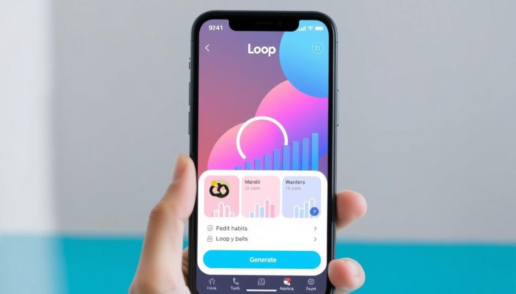 Generar imagen de la aplicación Loop mostrando su interfaz de seguimiento visual de hábitos. Generar imagen de la aplicación Loop mostrando su interfaz de seguimiento visual de hábitos.