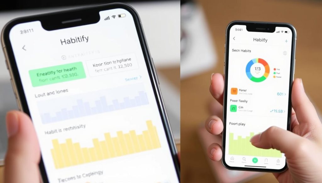 Imagen de la aplicación Habitify en acción, mostrando su interfaz limpia y datos de seguimiento de hábitos. Imagen de la aplicación Habitify en acción, mostrando su interfaz limpia y datos de seguimiento de hábitos.