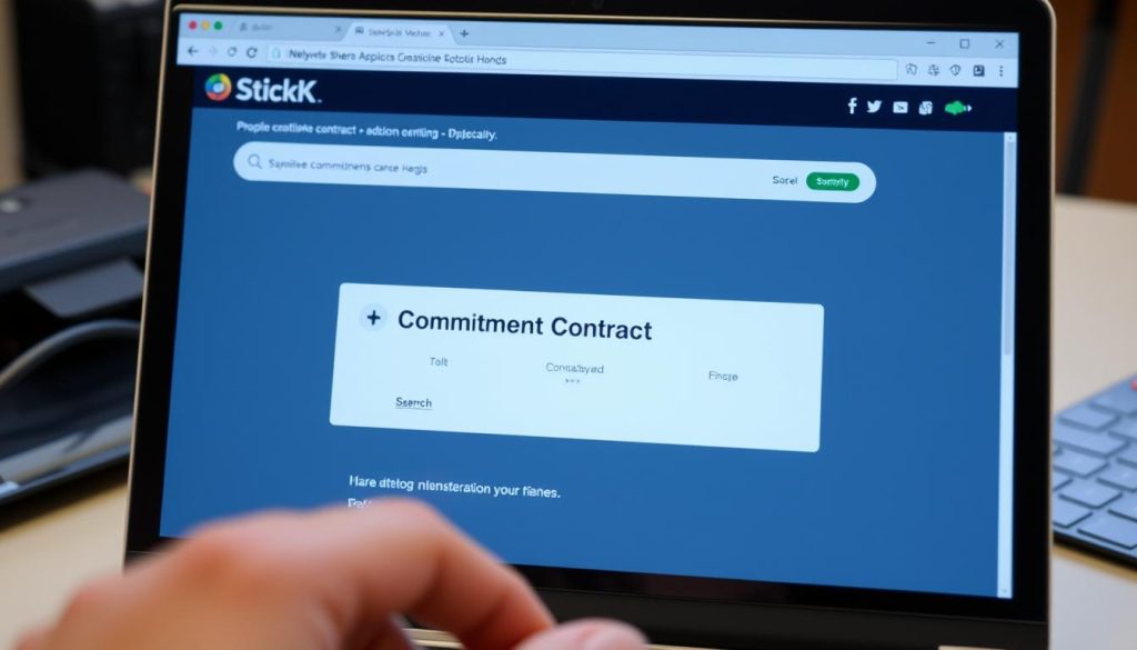 Imagen de la aplicación StickK mostrando un contrato de compromiso Imagen de la aplicación StickK mostrando un contrato de compromiso